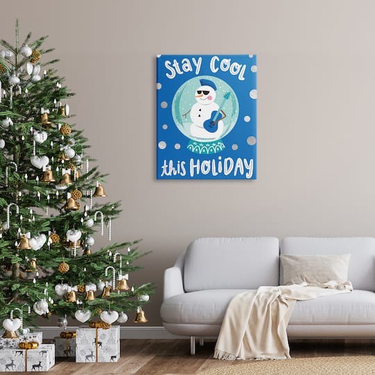Stupell Industries Stay Cool This Holiday Musician Snowman Canvas Wall Art